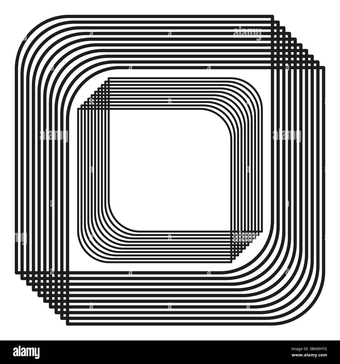 Layered square icon. Concentric frame pattern. Geometric lines Vector. Modern minimal contour. Stock Vector