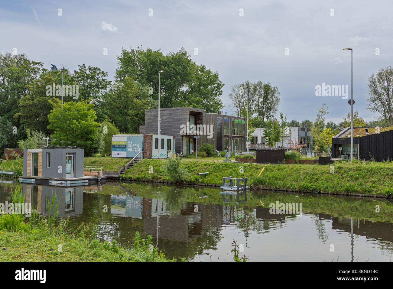 The Green Village is an “open-air laboratory” on the TU Delft Campus with the built environment where testing can be carried out at district, street a Stock Photo