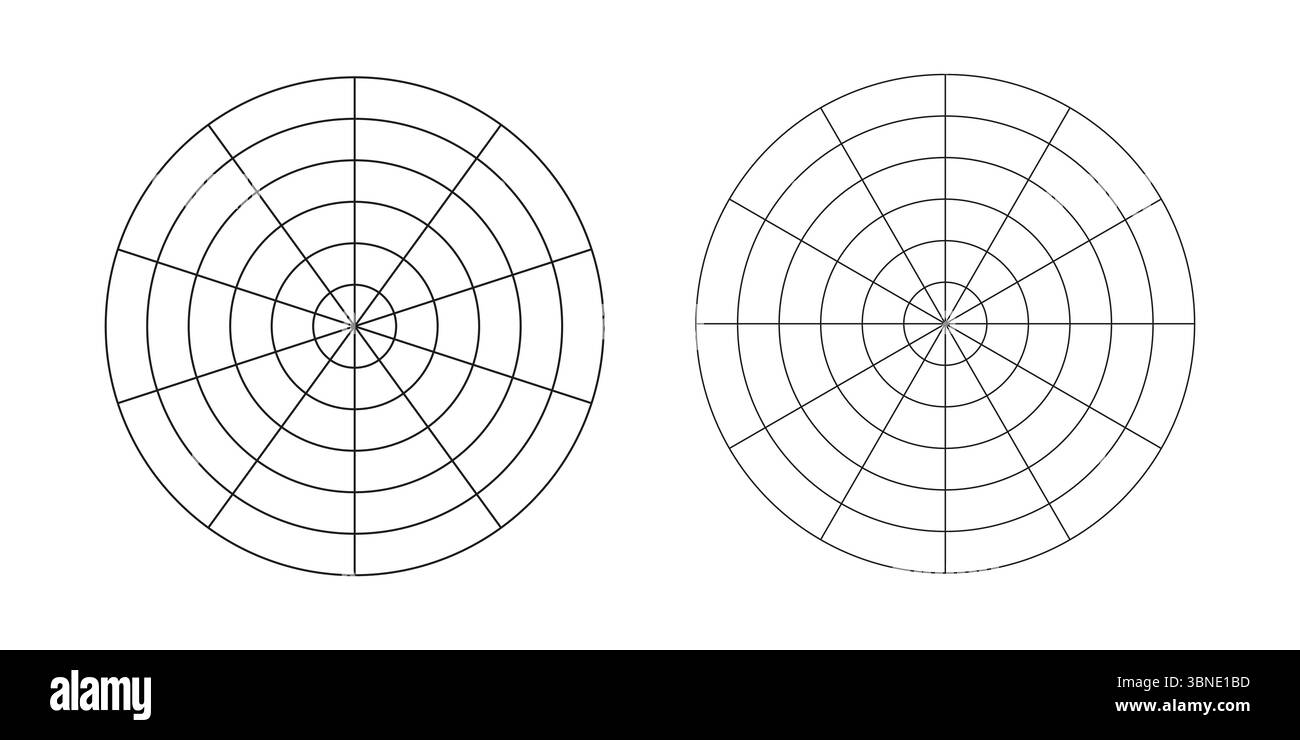 Wheel of life template set. Coaching tool for visualizing all areas of