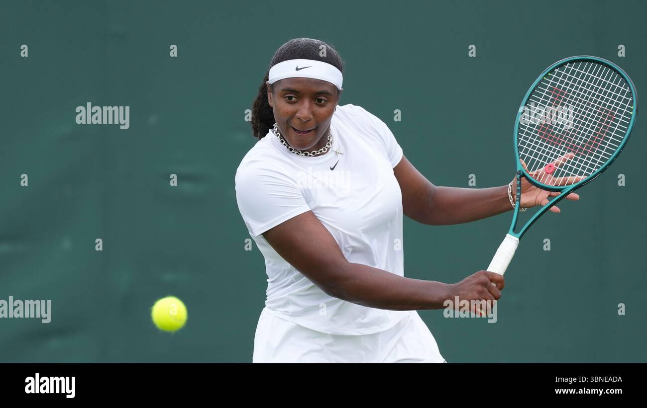 Hailey Baptiste of the U.S. during their first round match of the