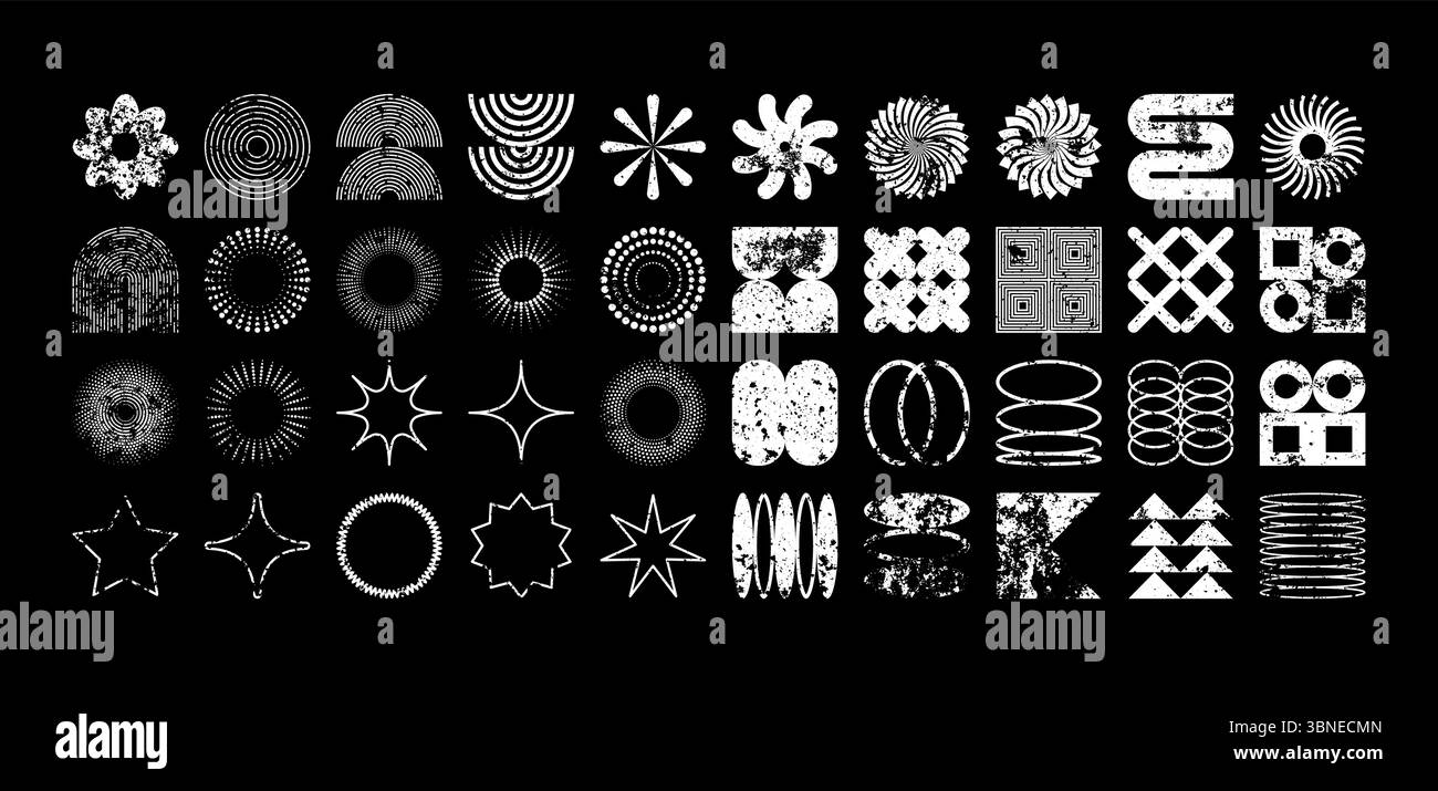 Brutalist geometric shapes, modern grunge symbols. Simple primitive ...