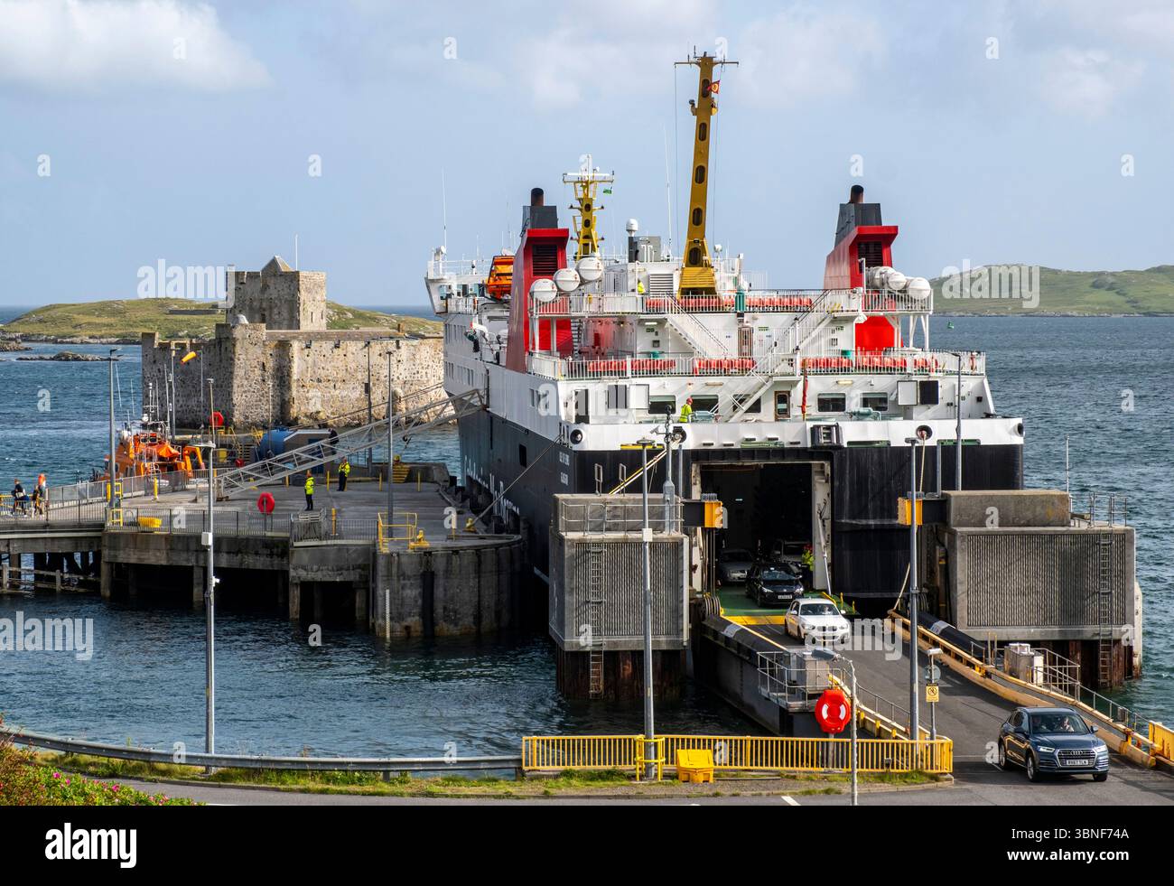 Caledonian MacBrayne ferry Isle of Lewis docked in Castlebay Isle of ...