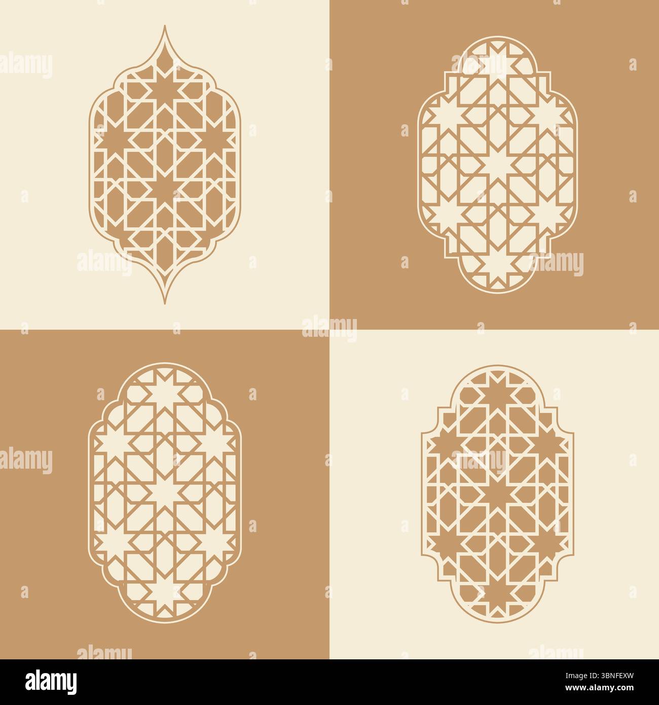Elegant Islamic window arch vector, highlighting diverse arabesque ...