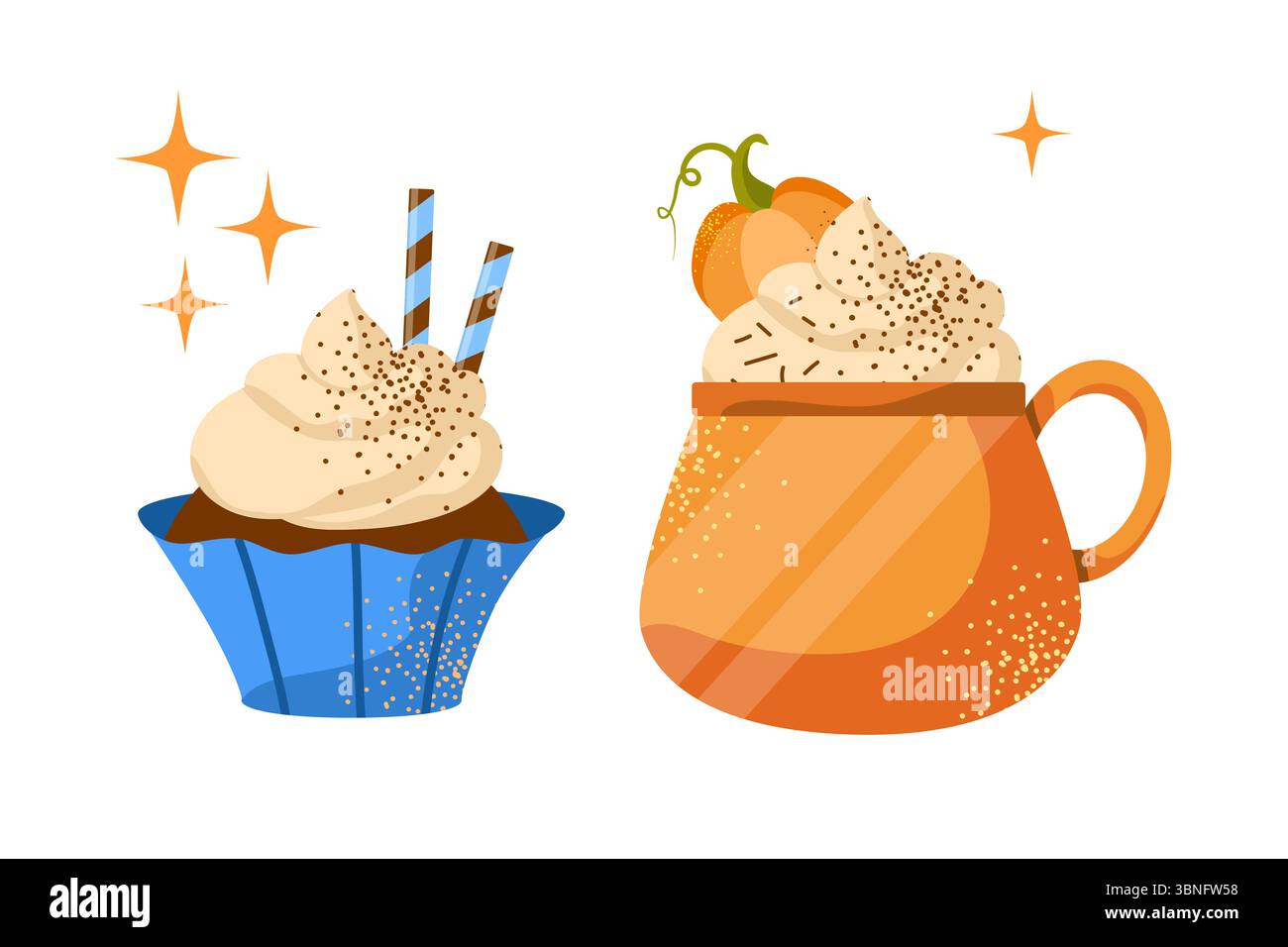 Vector pumpkin spice latte isolated on white background. Autumn coffee ...