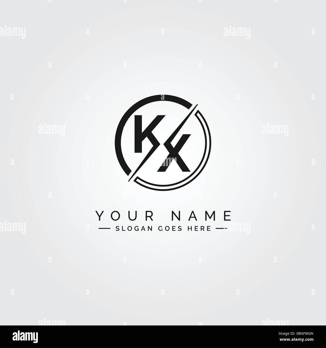 KX Vector Logo Template - Simple Icon for Initial Letter K and X Monogram Stock Vector