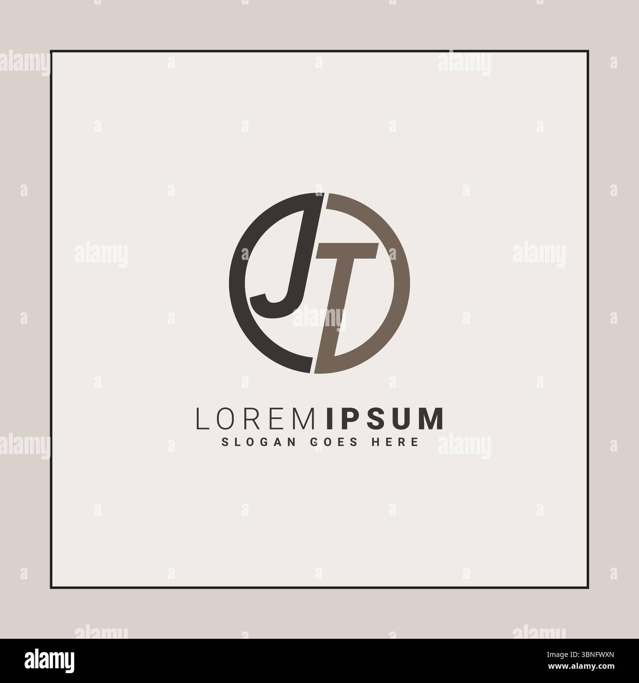 Abstract Letter JT Logo - Initial Monogram Template for Alphabet J and T Stock Vector