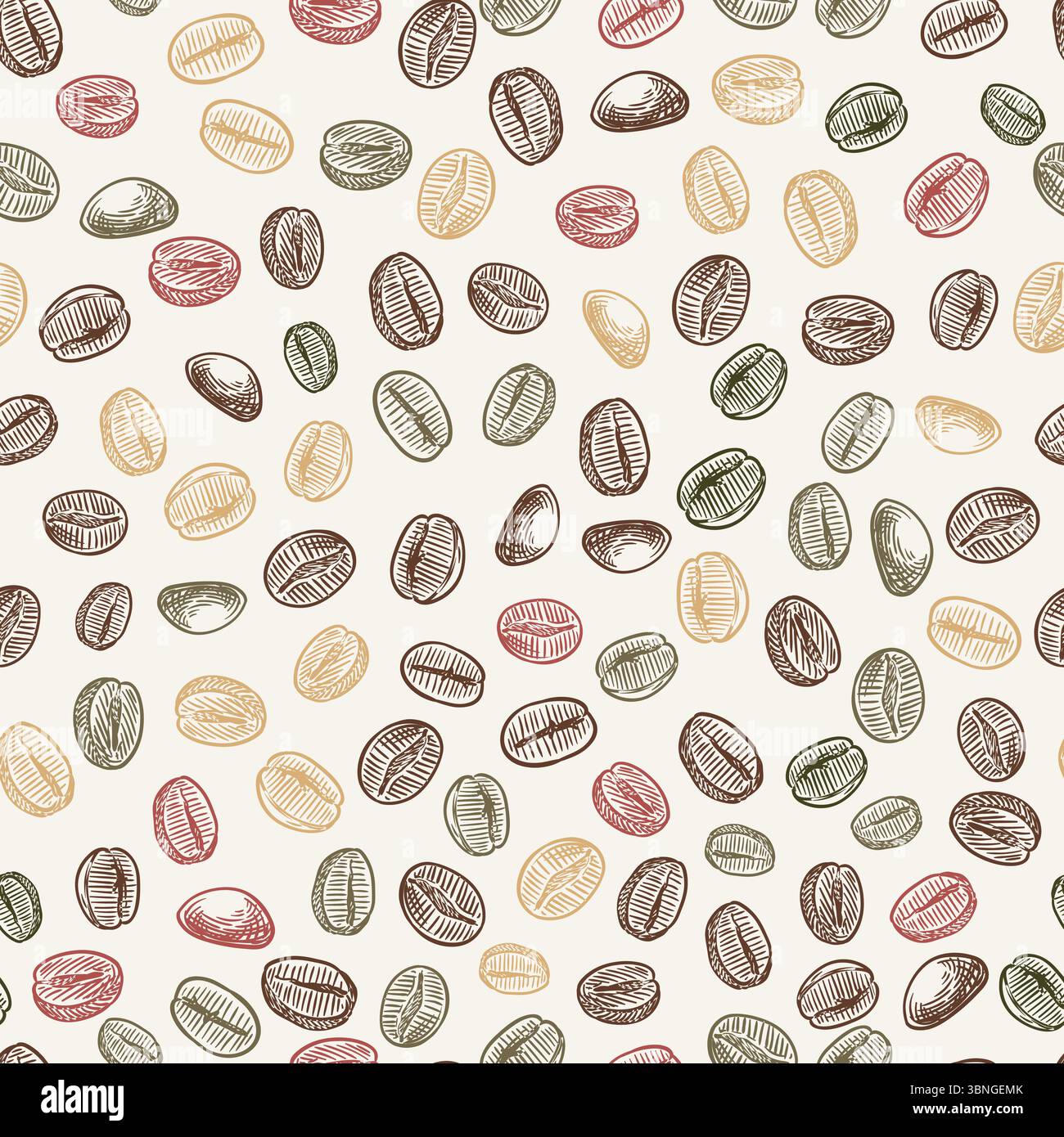Coffee beans seamless pattern. Vector hand drawn sketch illustration ...
