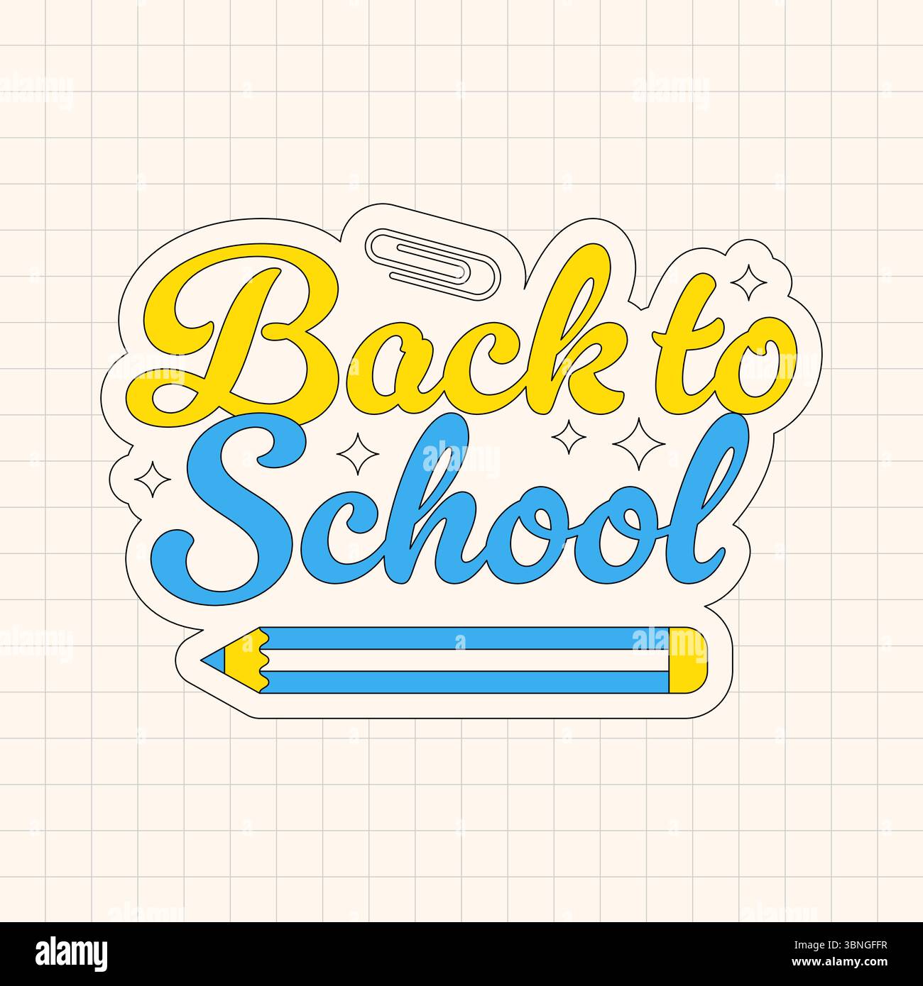 Colorful Back to School sticker with playful text and pencil. Cute ...