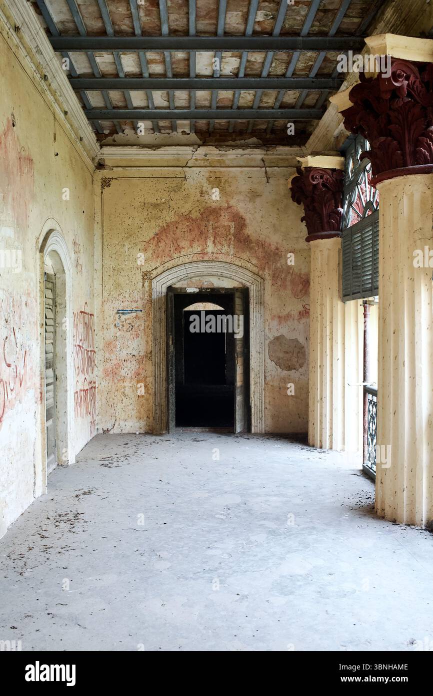 Inside Rajbari Inside Puthia Rajbari, weathered columns and peeling walls frame a once ...