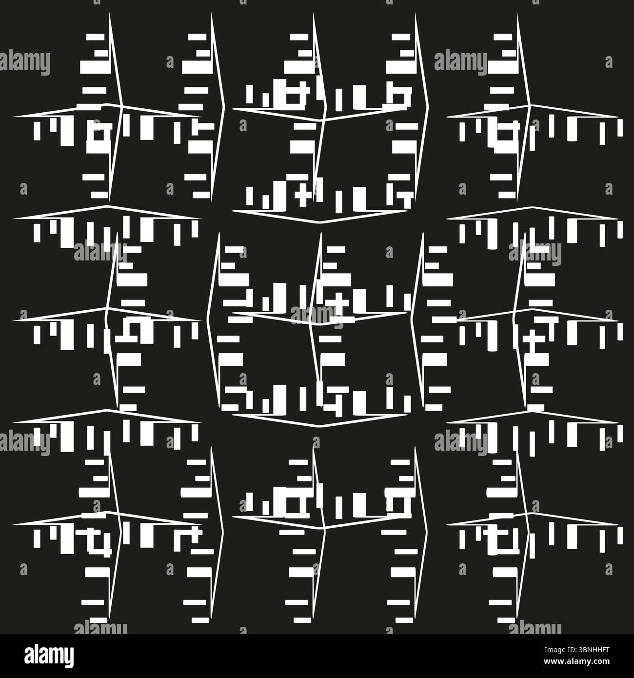 Pixel maze icon. Abstract glitch pattern. Square labyrinth Vector. Monochrome tech design. Stock Vector