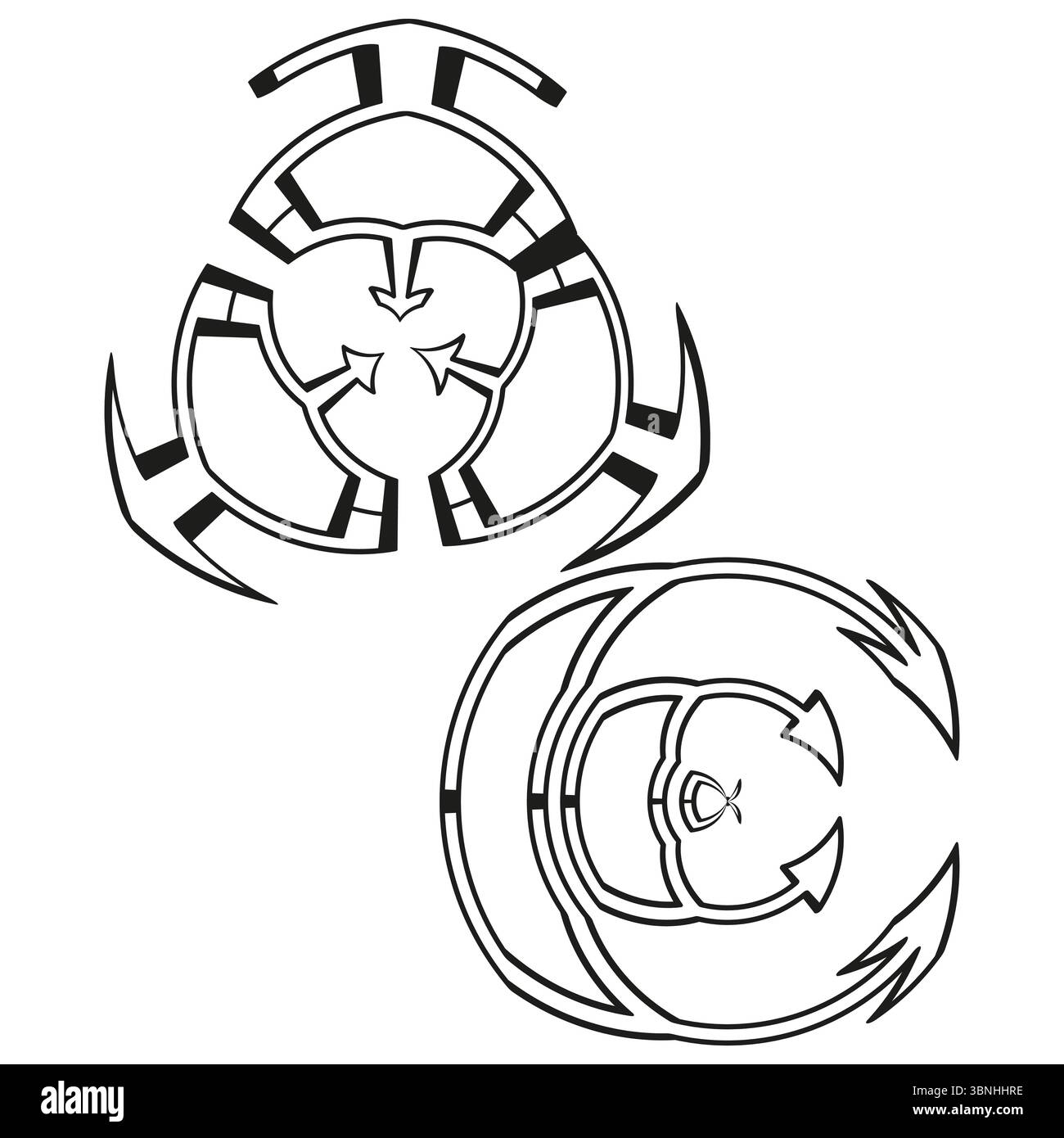 Segmented ring symbol. Rotary arc design. Geometric circle Vector. Rotating motion emblem. Stock Vector