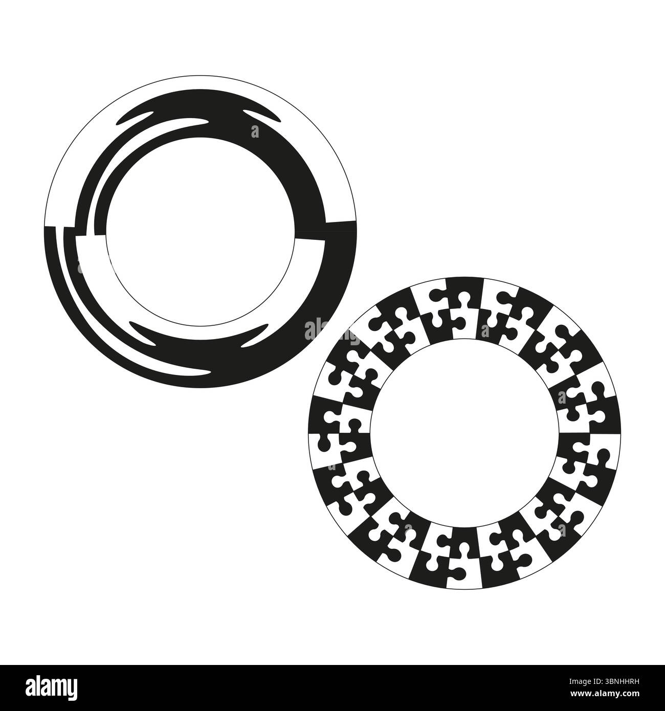 Puzzle circle icon. Technological ring symbol. Innovative vector design. Stock Vector