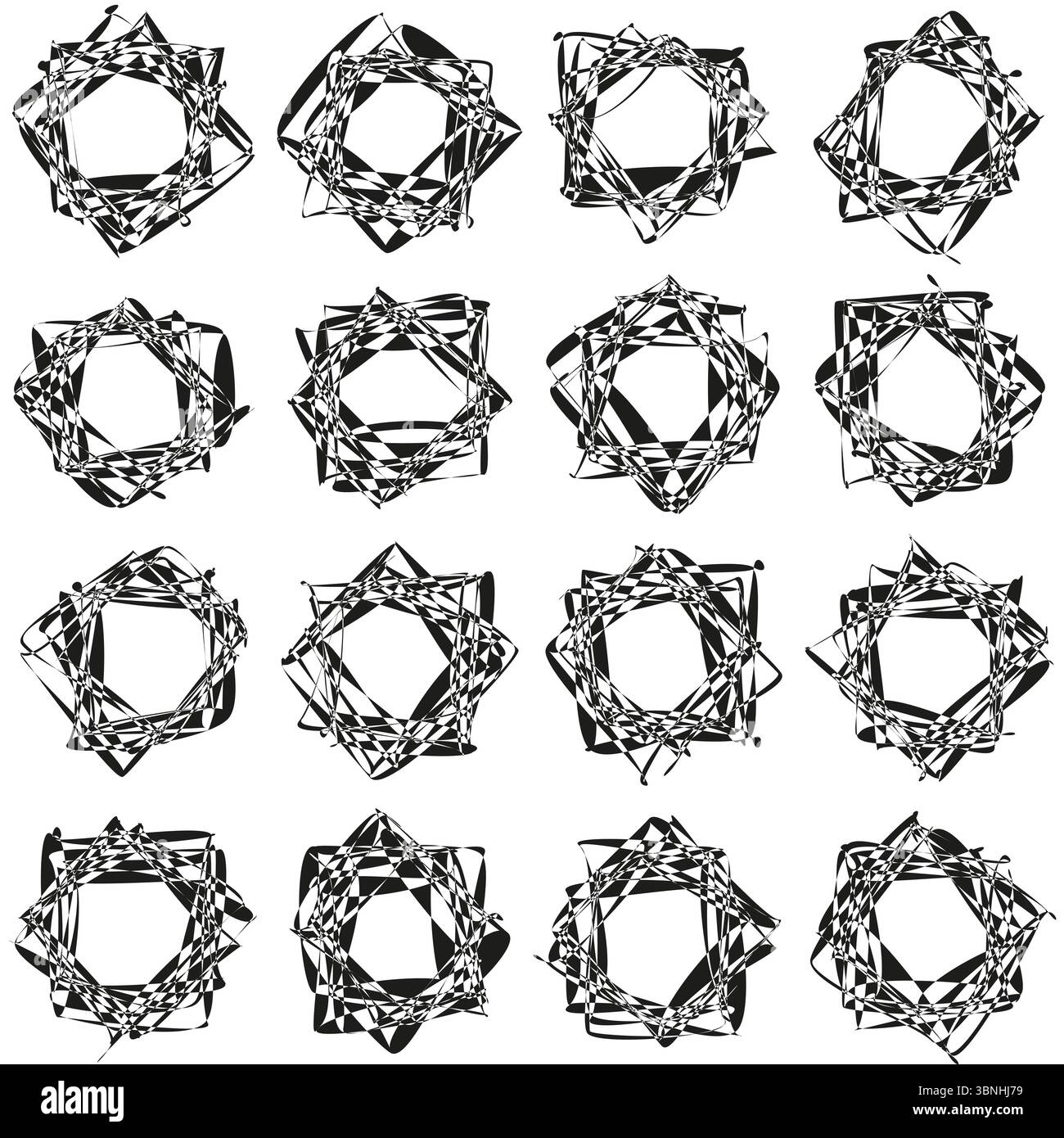 Abstract geometric forms. Monochrome patterned shapes. Repeating ...