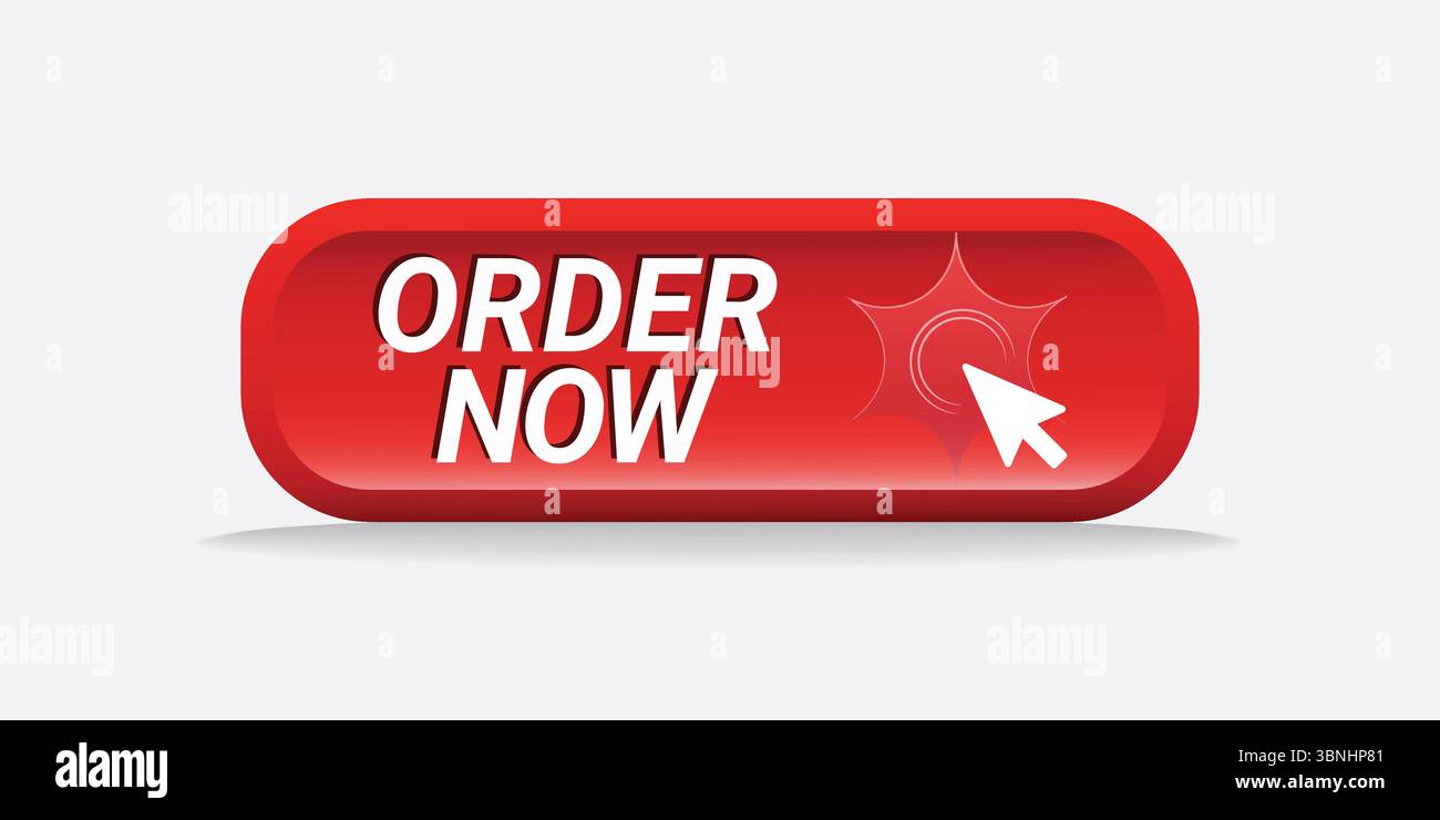 "Order Now Button - Orange Color with Bold Text" Stock Vector