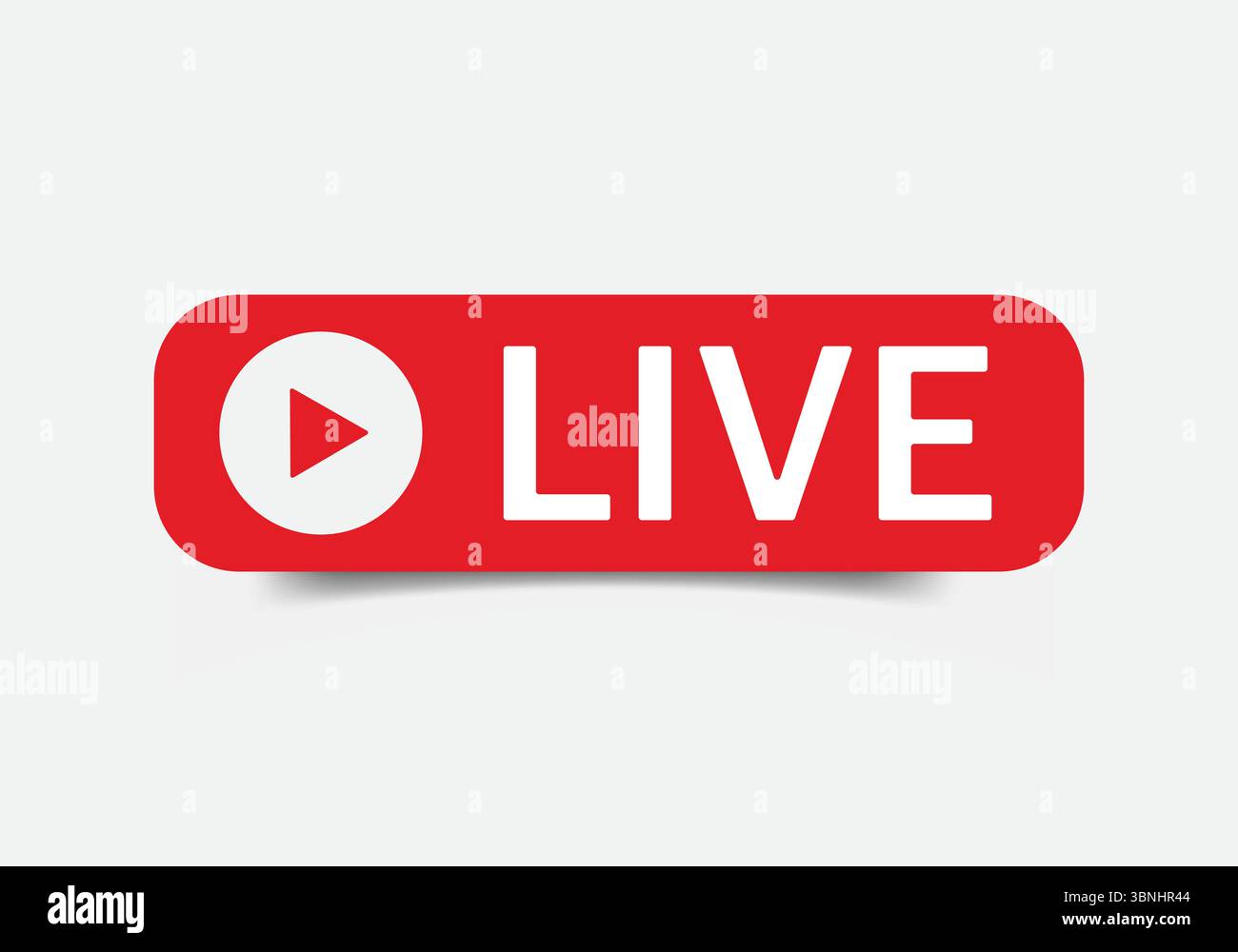"Live Streaming Button Icon - Red Play Button with LIVE Text" Stock Vector