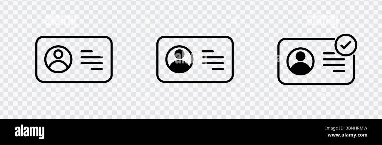 'ID Card Icons - Profile, Verification, and User Information Symbols' Stock Vector
