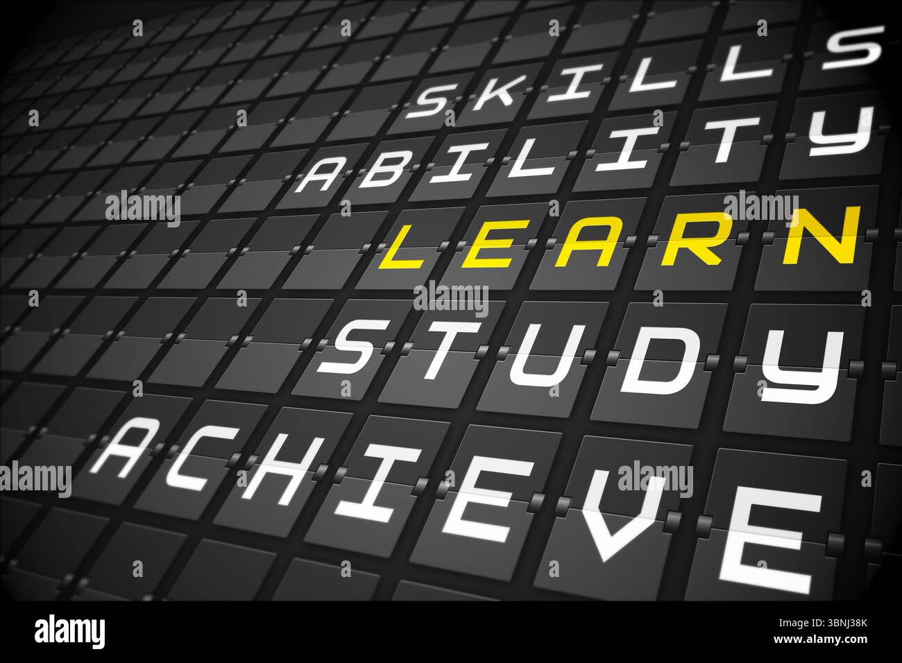 Learn buzzwords on black mechanical board Stock Photo