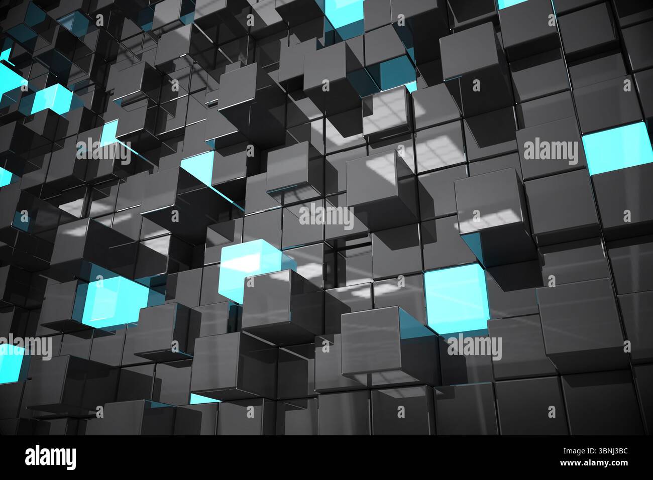 Blue and black tile design Stock Photo