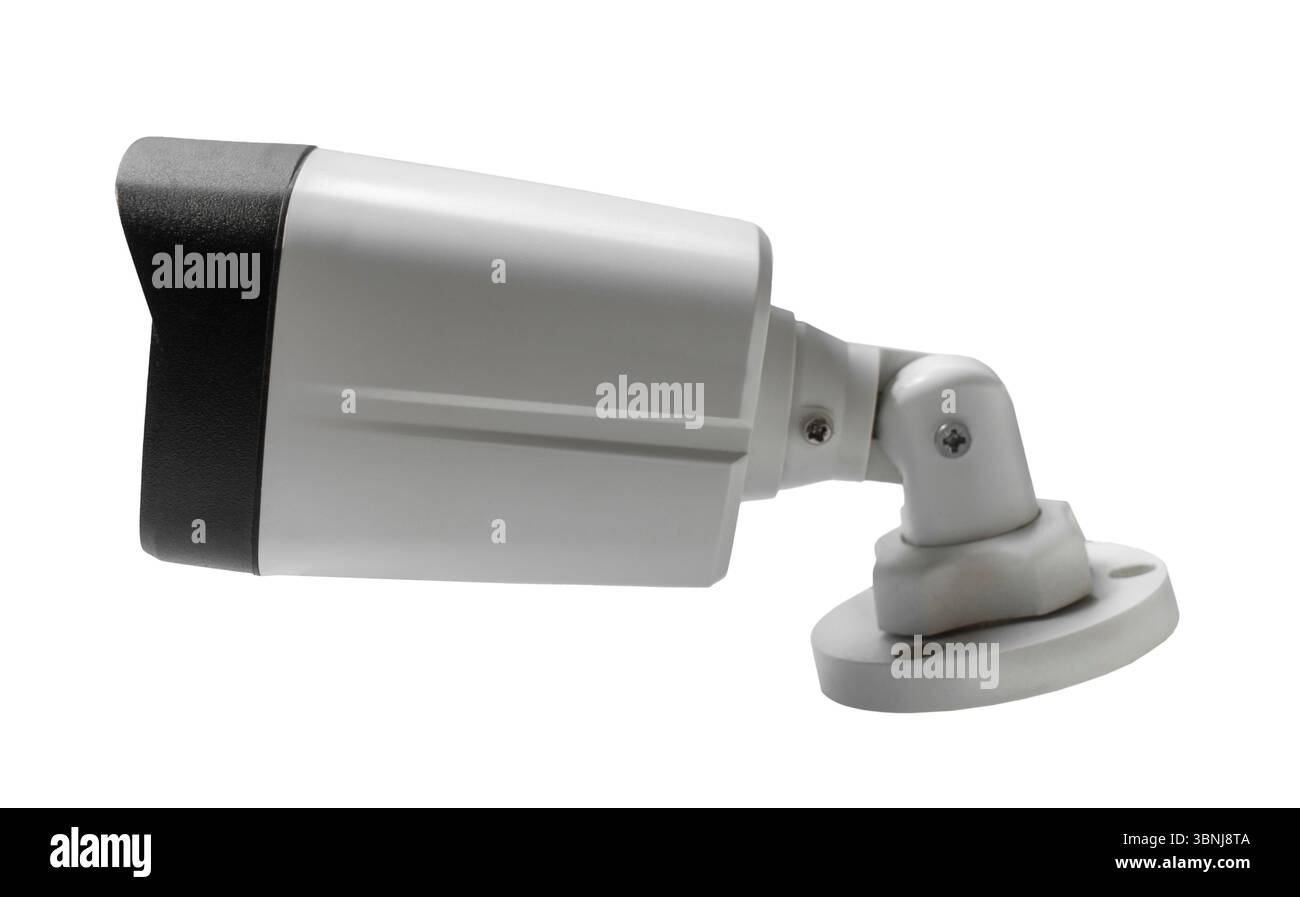 cctv camera close up on white isolated background Stock Photo