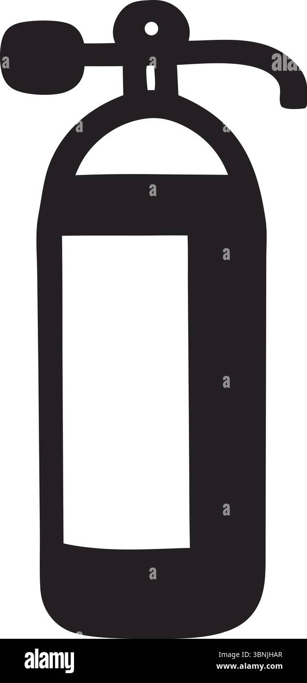 Fire Extinguisher Silhouette Vector, Black Safety Equipment Clipart, Isolated Icon, Emergency Tool, Simple Outline, Protection, Industrial, Security. Stock Vector