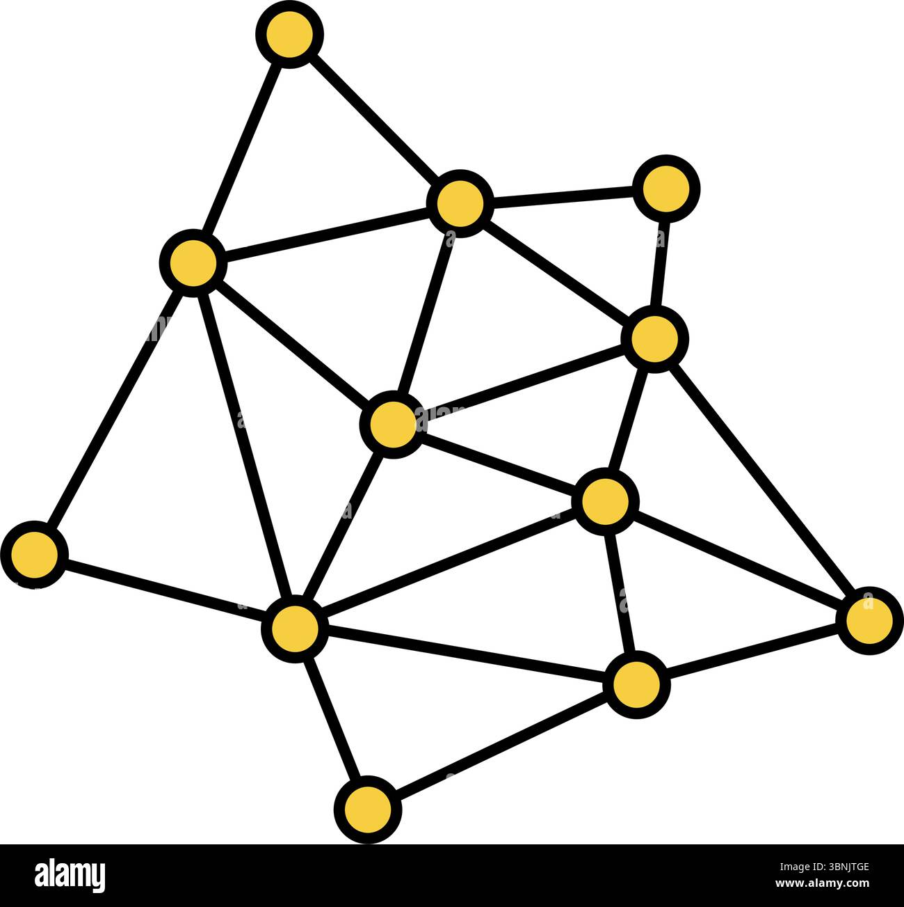 Distributed network and node structure isometric line icon with interconnected points and lines, Vector Illustration Stock Vector