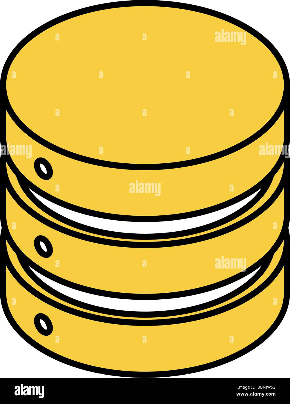 Data server isometric line icon with stacked cylindrical shape representing database or storage, Vector Illustration Stock Vector