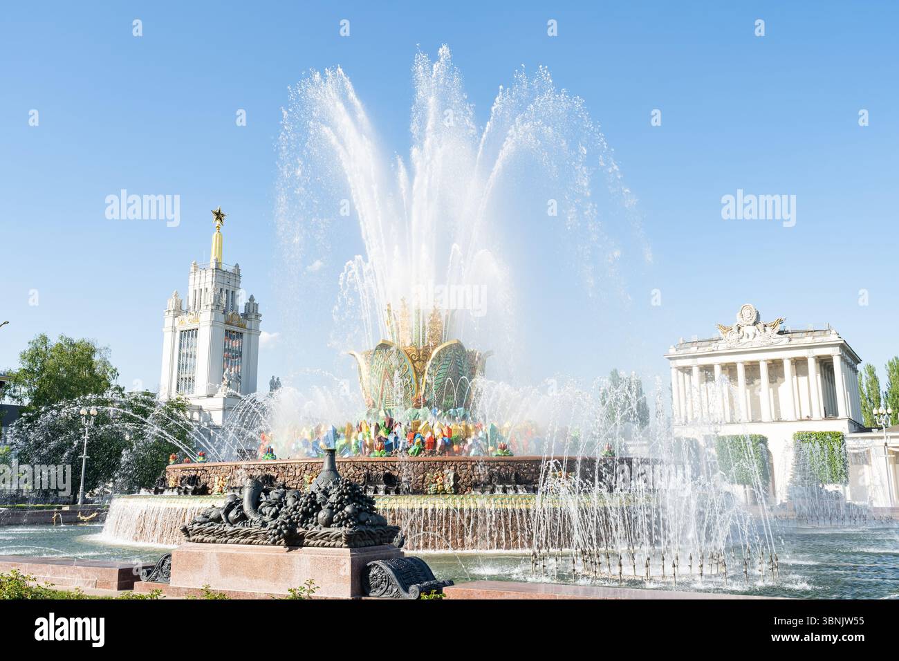 Russian Display The grand fountain and stunning architecture at VDNKH in Moscow, Russia ...