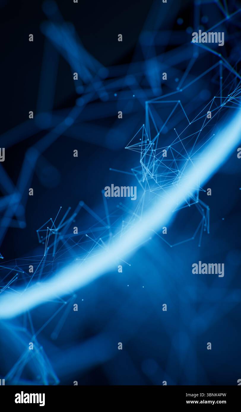 Flowing wave particles background, 3d rendering. 3D illustration. Stock Photo