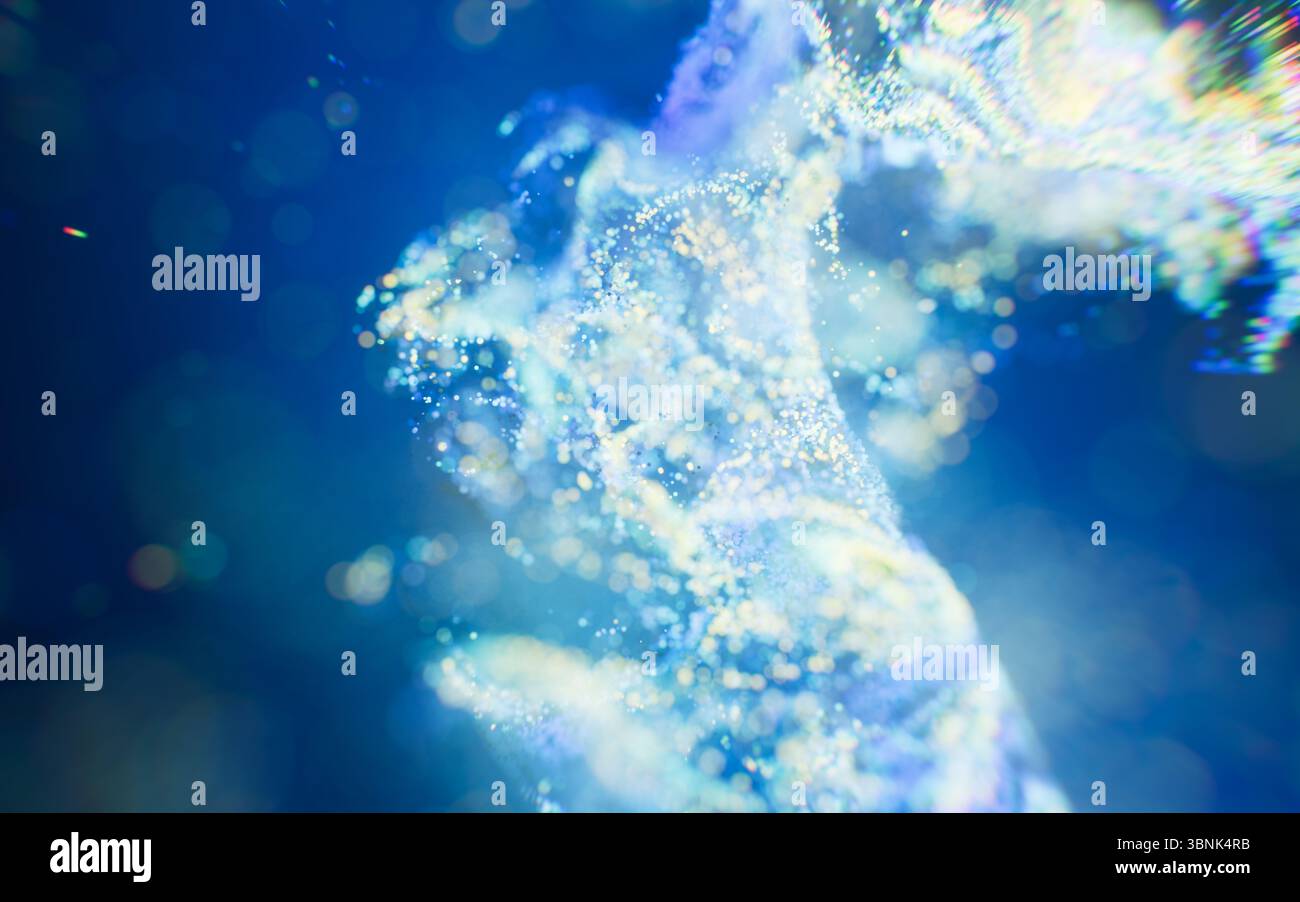 Flowing wave particles background, 3d rendering. 3D illustration. Stock Photo