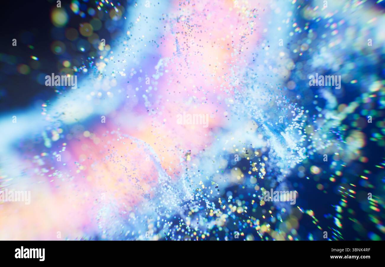 Flowing wave particles background, 3d rendering. 3D illustration. Stock Photo