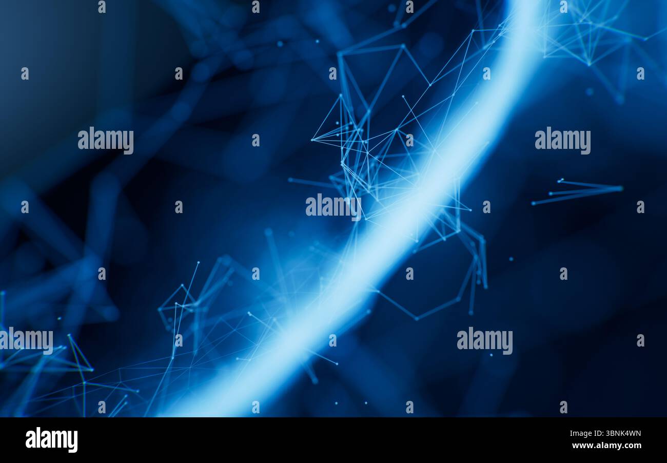 Flowing wave particles background, 3d rendering. 3D illustration. Stock Photo