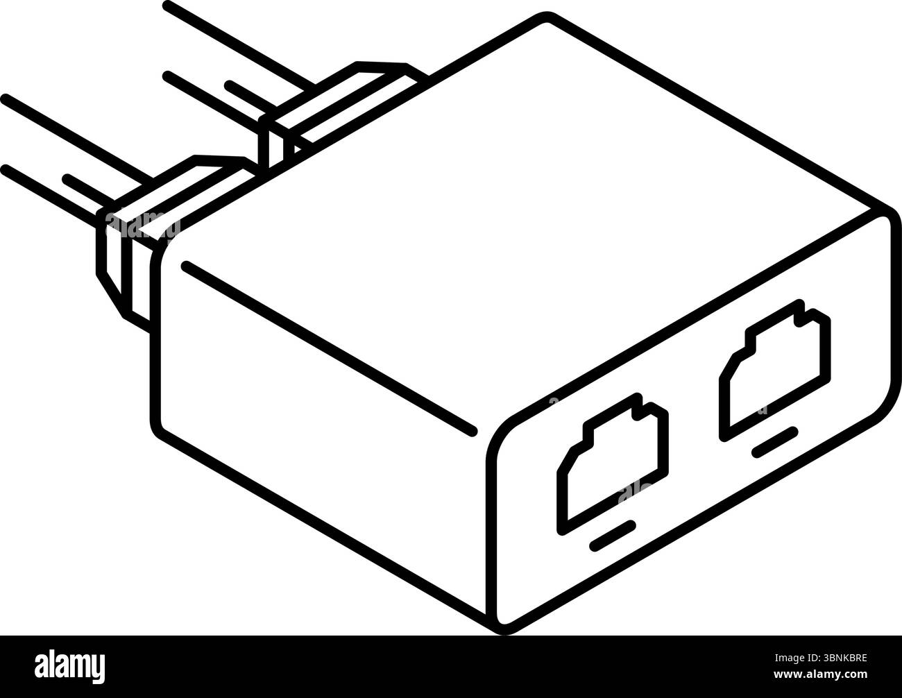 LAN splitter network configuration isometric line icon with Ethernet ...
