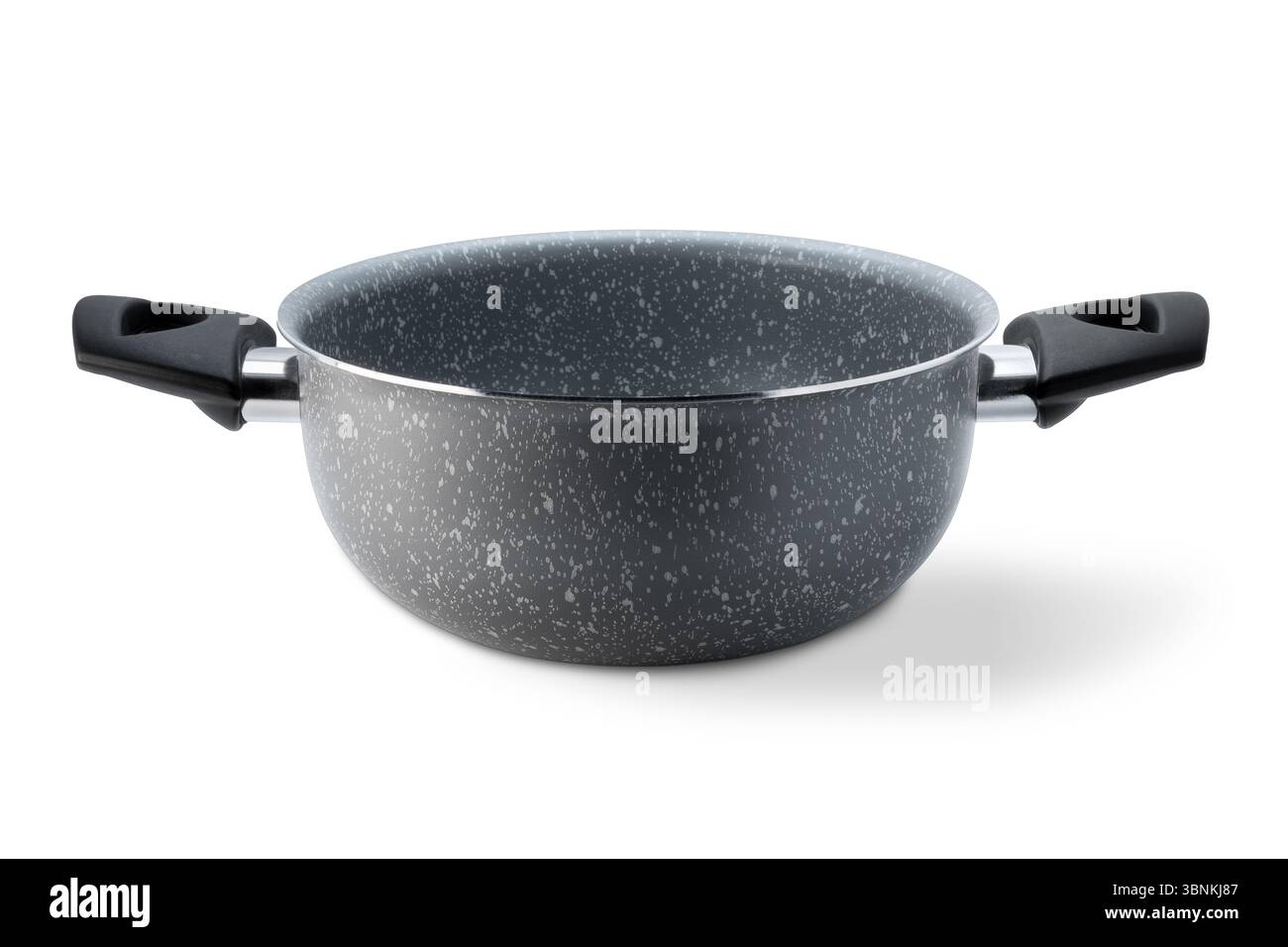 Aluminum cooking pot or saucepan with nonstick coating isolated on white with clipping path included Stock Photo