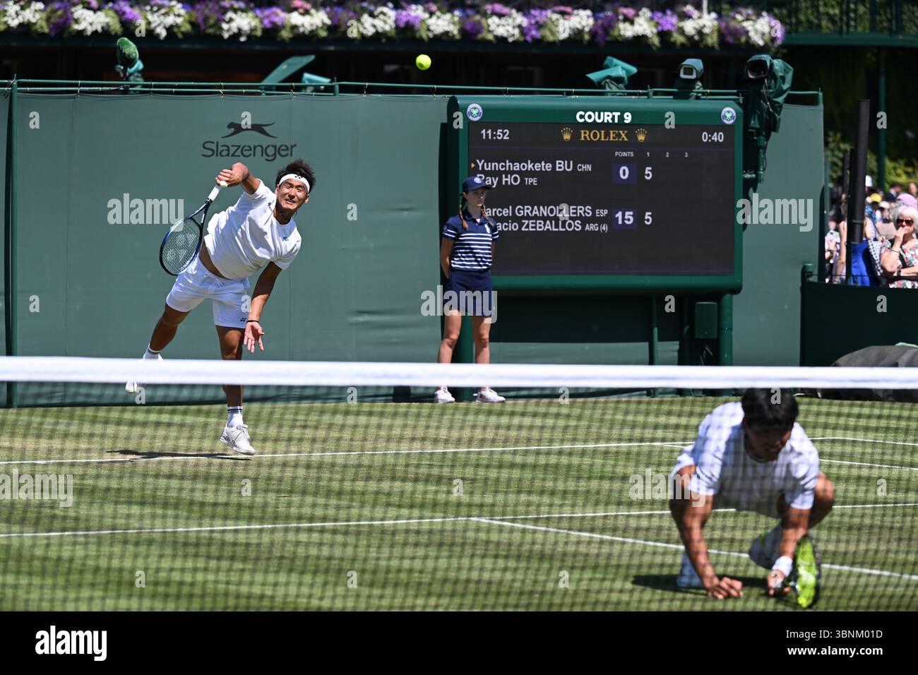 London, Britain. 3rd July, 2025. Ray Ho/Bu Yunchaokete (L) compete ...