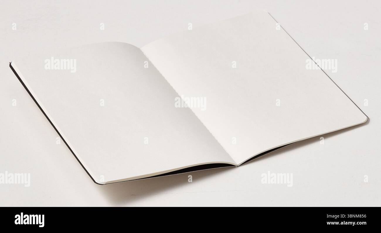 Blank notebook pages open for writing Stock Photo