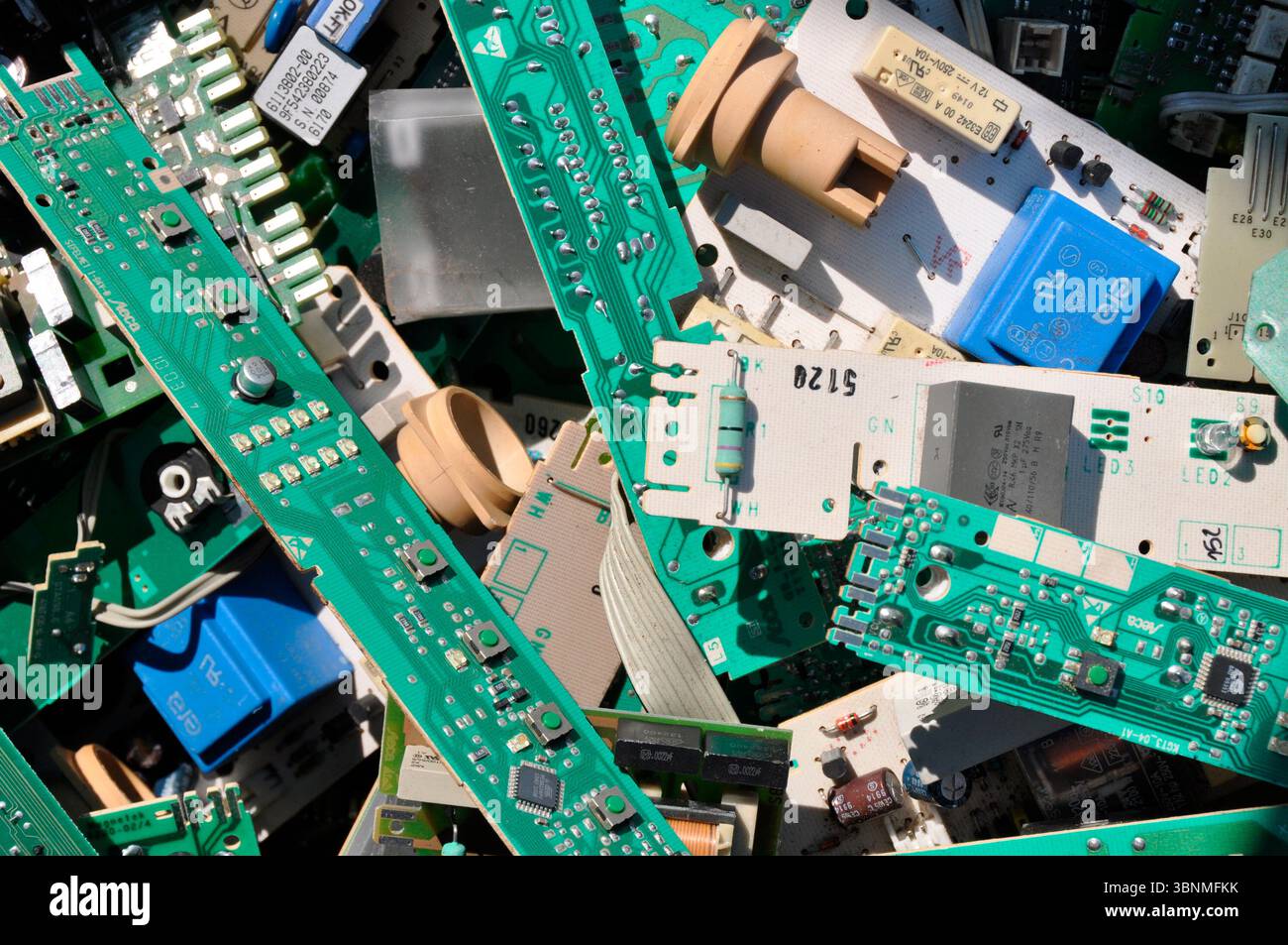 Computer boards Electronic scrap Stock Photo