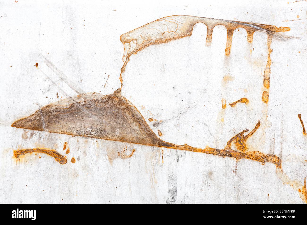 Rust spots on sheet metal plate as background Stock Photo