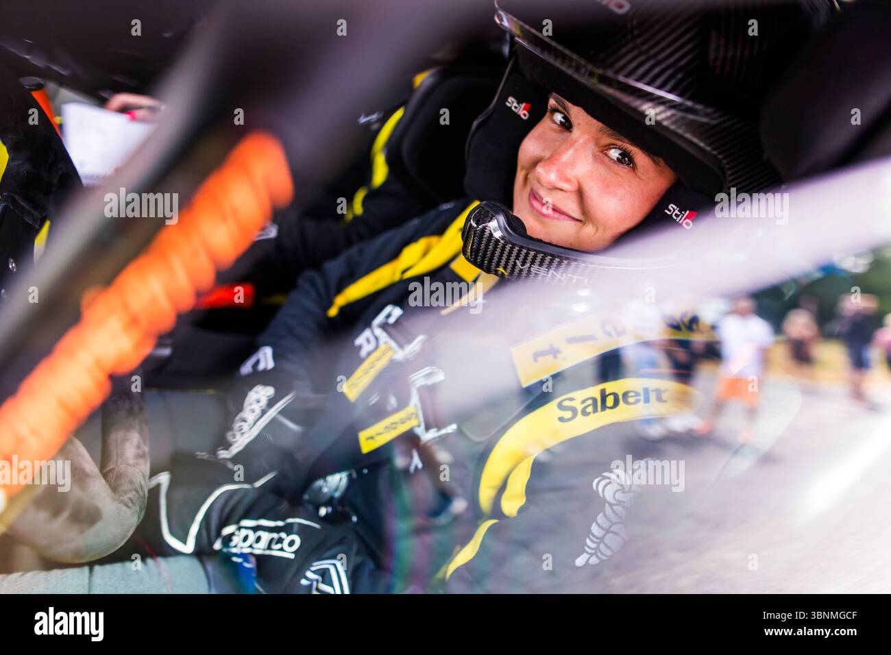 Rodez, France. 03rd July, 2025. OLEA Charlotte, PAGES Cecile, Renault Clio Rally5, portrait during the Rallye Aveyron Rouergue - Occitanie 2025, 5th round of the Championnat de France des Rallyes 2025, from July 4 to 5, 2025 in Rodez, France - Photo Bastien Roux/DPPI Credit: DPPI Media/Alamy Live News Stock Photo
