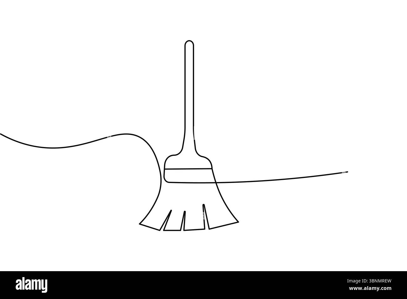 Broom Line Minimal broom illustration in continuous one line drawing style with ...