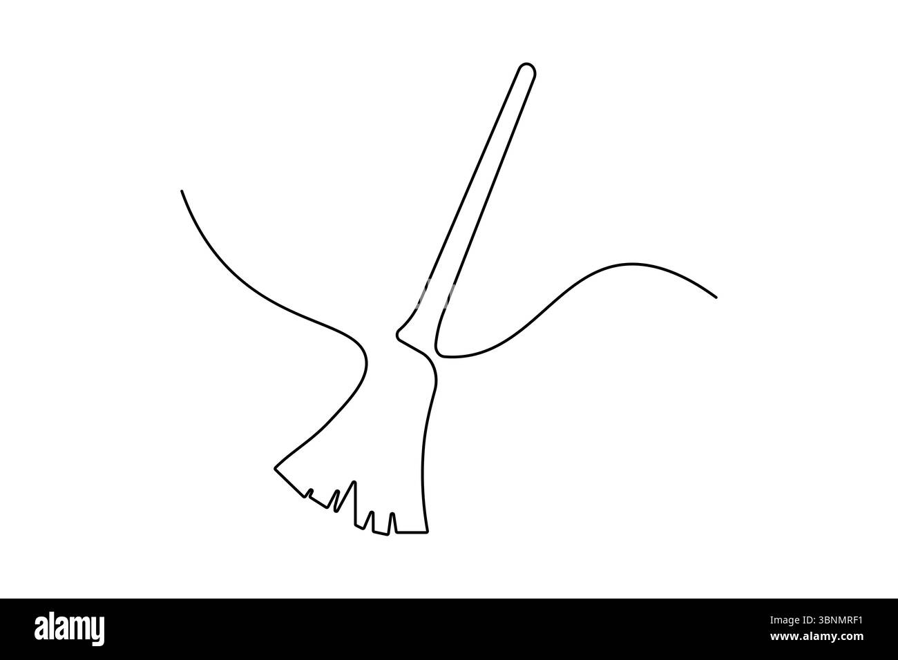 Broom Line Minimal broom illustration in continuous one line drawing style with ...