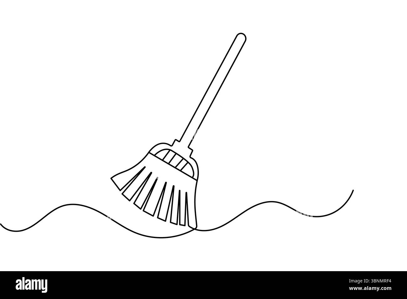 Broom Line Minimal broom illustration in continuous one line drawing style with ...