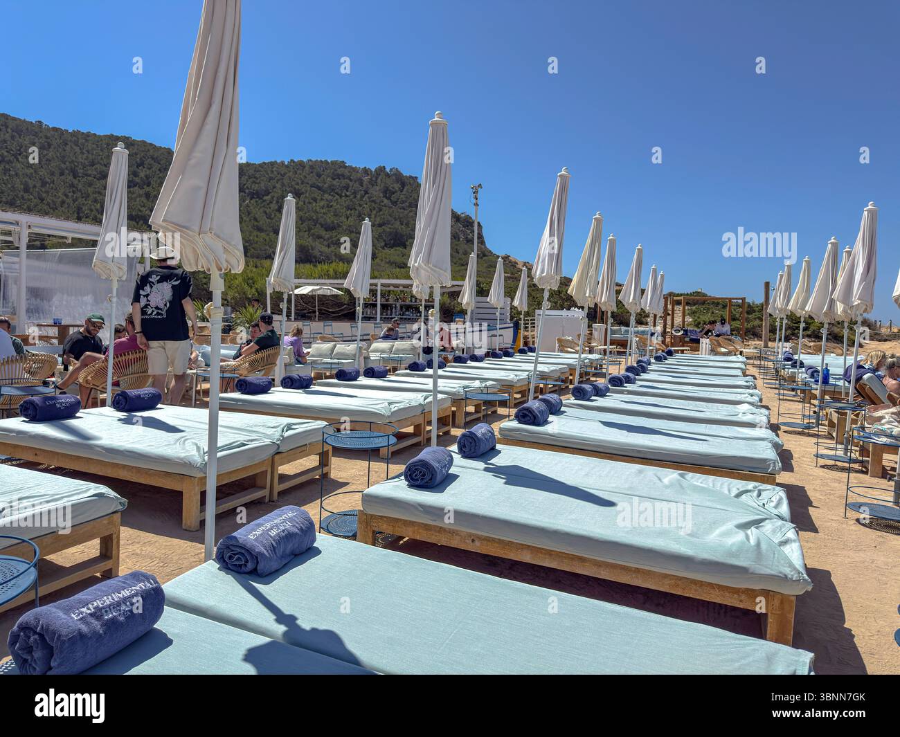 The Experimental Beach Café at Camino Cap des Falcó, Ibiza – Stylish Beachfront Dining with Sunset Views - Smartphone Captured Stock Image