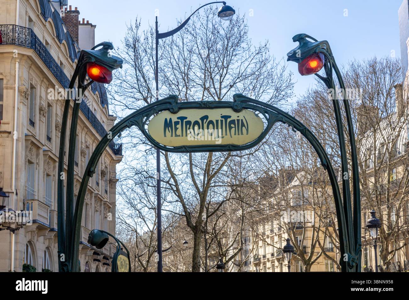 Art Nouveau Métropolitain sign by Hector Guimard above Pigalle metro ...