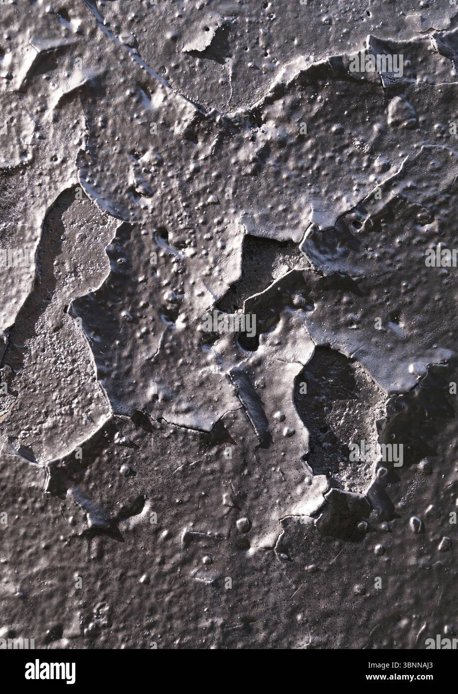 Silver wall with peeling paint Stock Photo