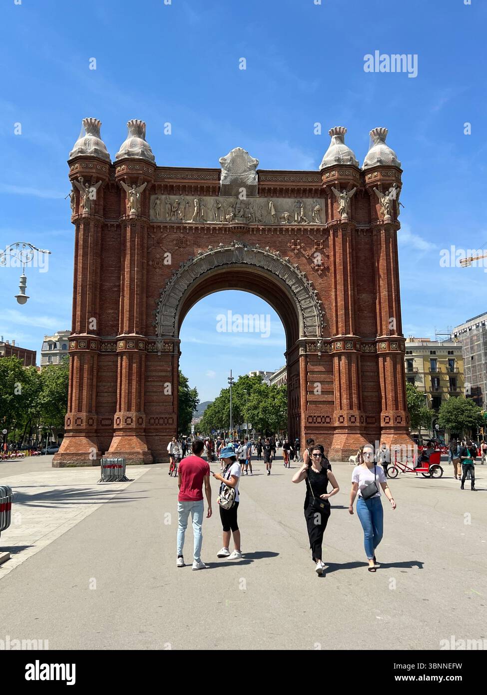 Barcelona Spain, 10 may 2022. Arc de Triomf stands tall on a sunny day in the vibrant city of Barcelona, - Smartphone Captured Stock Image