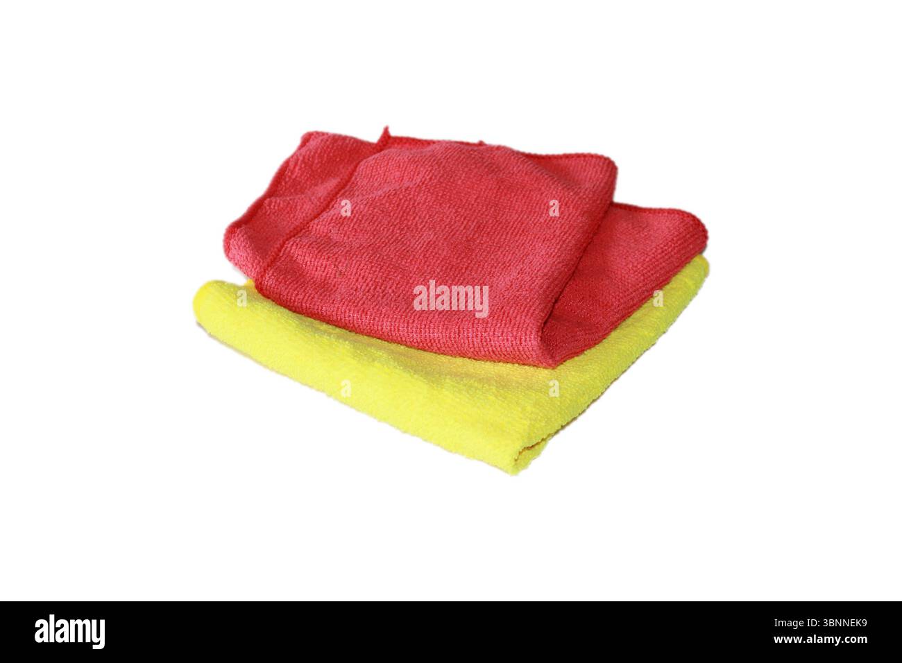 Two of color microfiber cloths isolated. Stock Photo