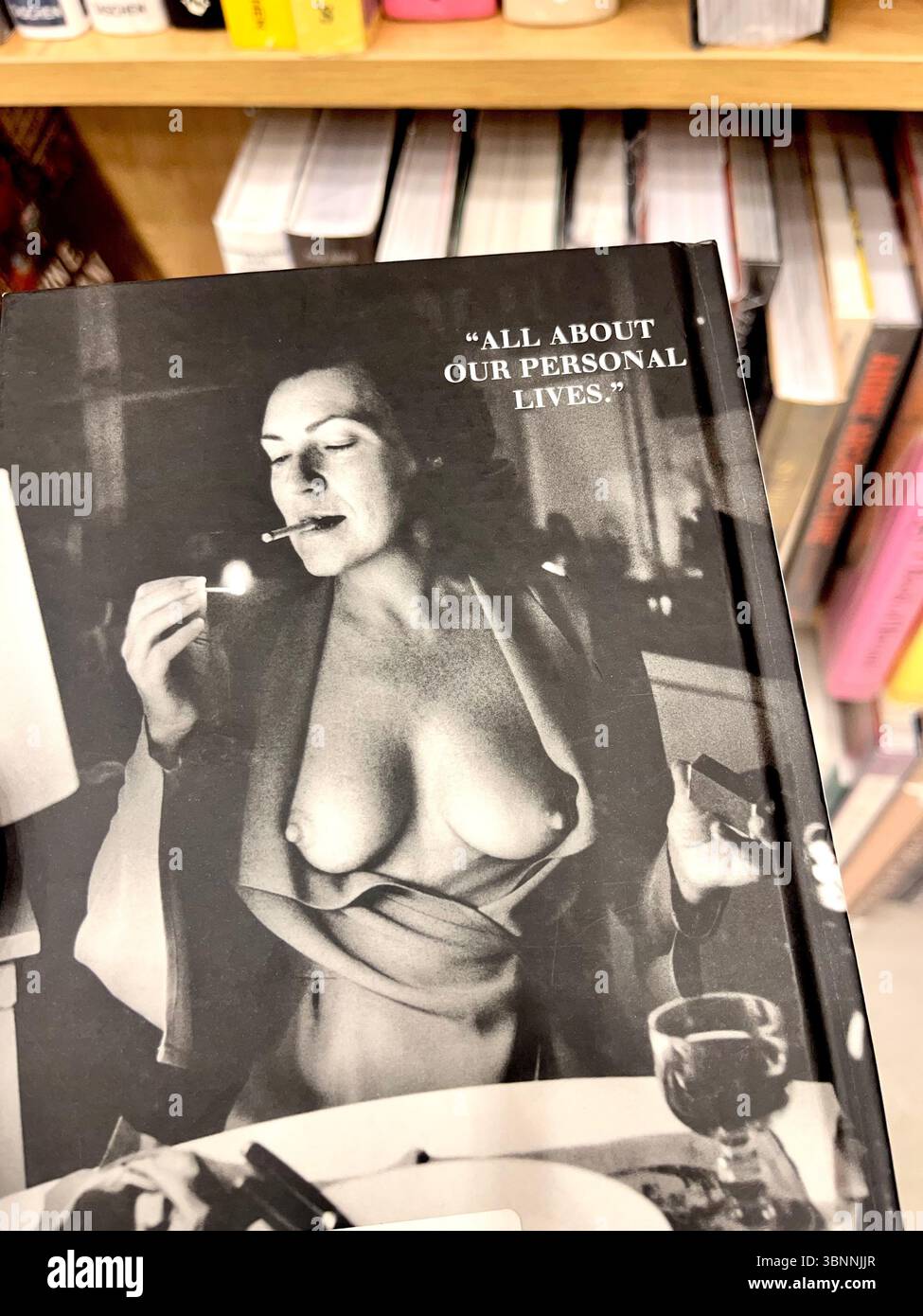 Helmut Newton portraits book back cover as seen in a bookstore or bookshop - Smartphone Captured Stock Image