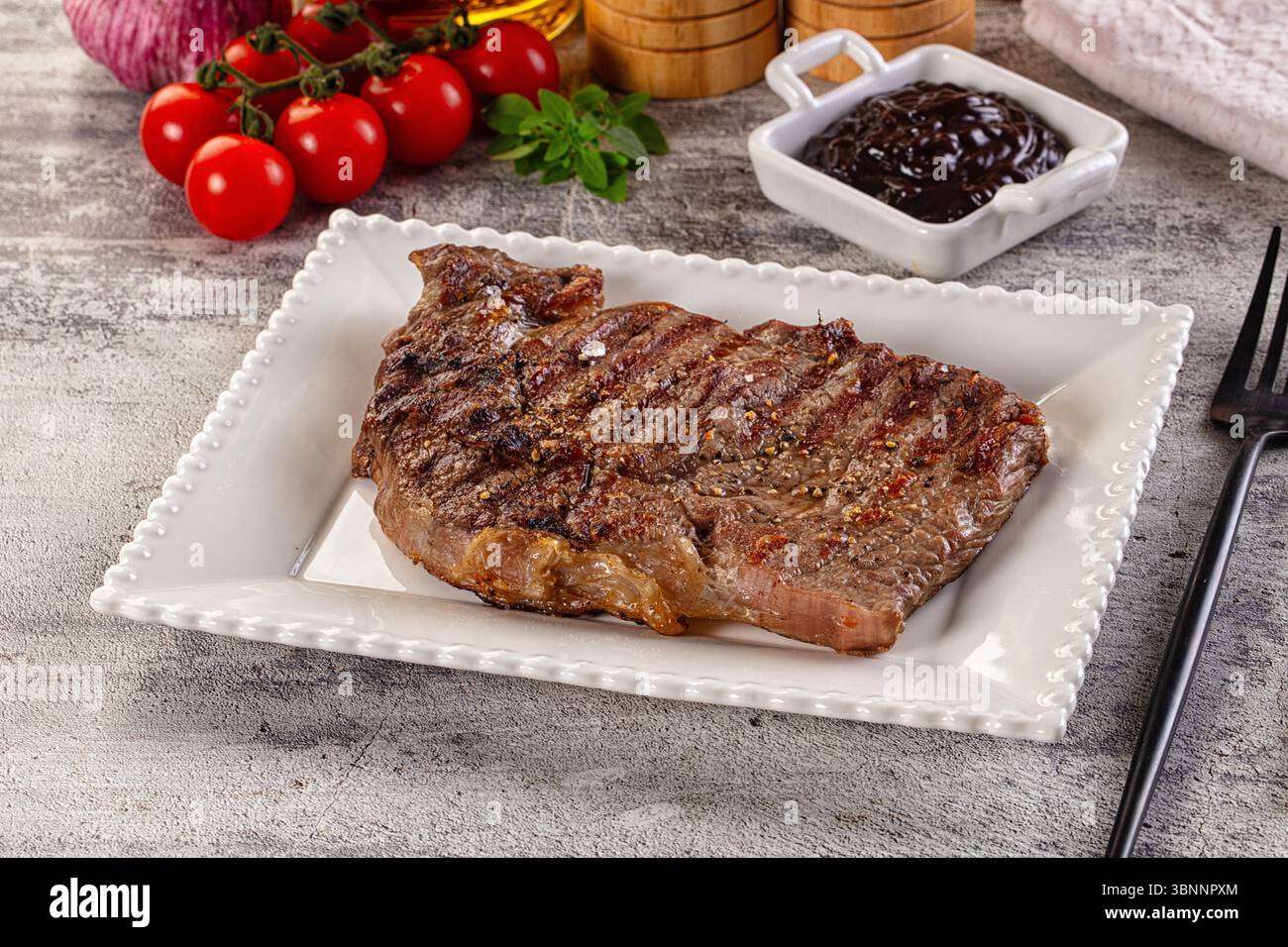 Grilled rib eye beef black angus steak Stock Photo - Alamy