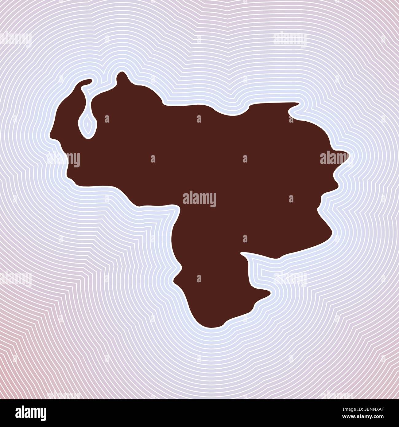 Venezuela map icon. Country shape on radiant striped gradient ...