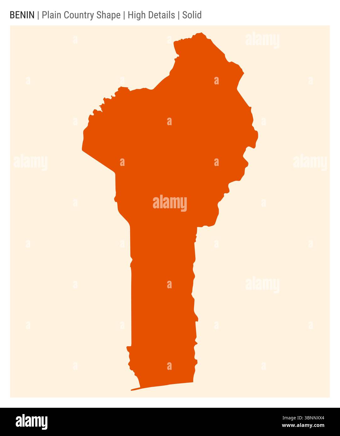 Benin plain country map. High details. Solid style. Shape of Benin. Vector illustration. Stock Vector